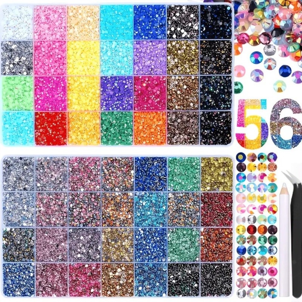 Resin Jewelry Kit - ชุดเรซินเพชรหลากสี ขนาดผสม สำหรับตกแต่งเล็บ DIY เพชรประดับเล็บ ศิลปะเพชรระยิบระยับ