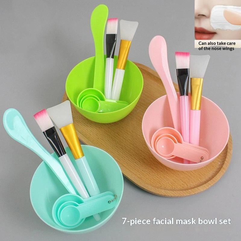 Mixing Cup Silicone - 【ชุดอุปกรณ์ผสมมาส์กหน้า DIY 7 ชิ้น ชุดชามผสมมาส์กหน้า ชามผสม